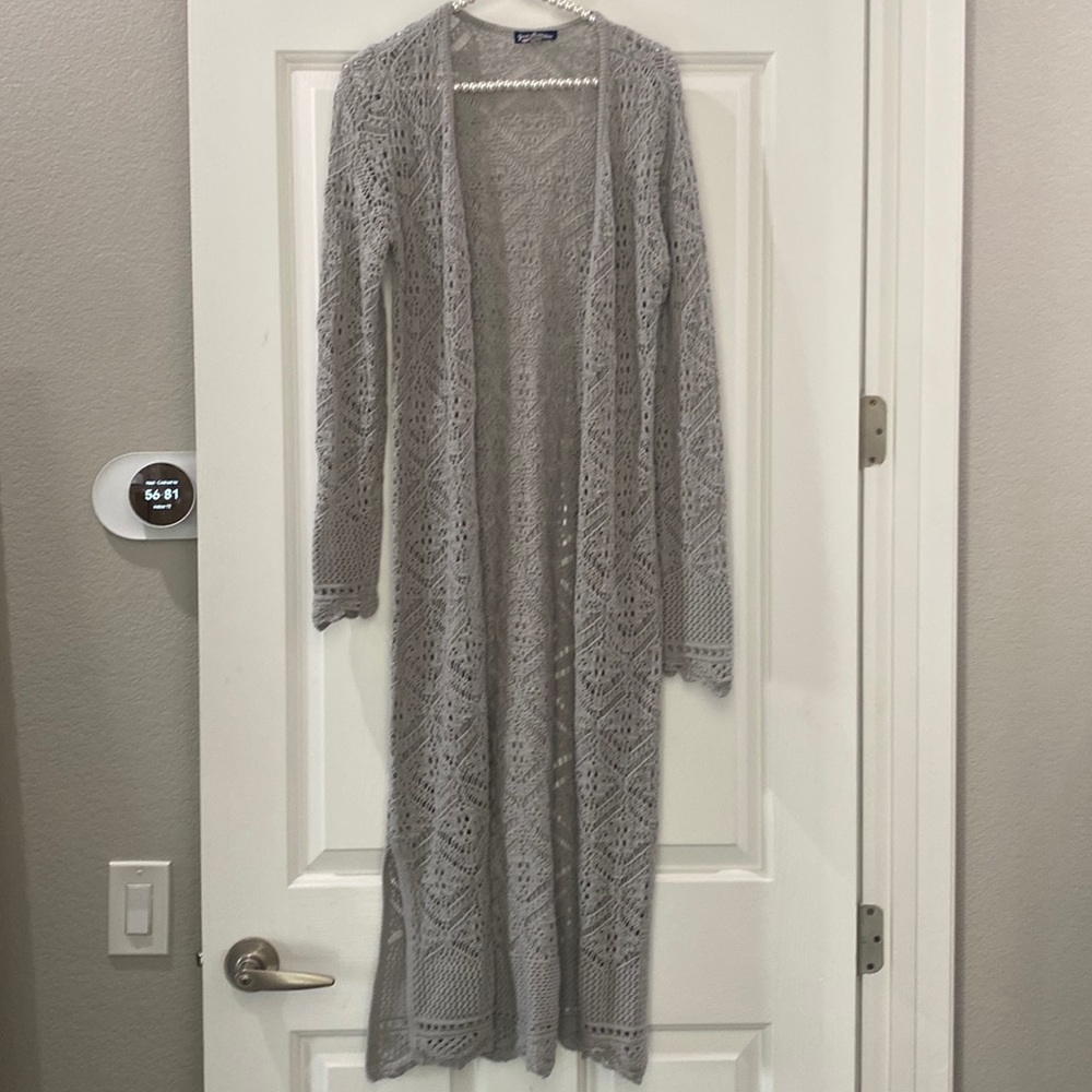 Grey crochet duster Xs